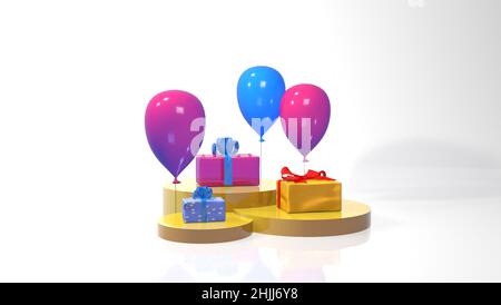 Femmina le mani in pullover azienda regalo di natale Scatola decorata con ramo di evergreen su sfondo rosso con la neve. Natale e Anno Nuovo banner. Foto Stock