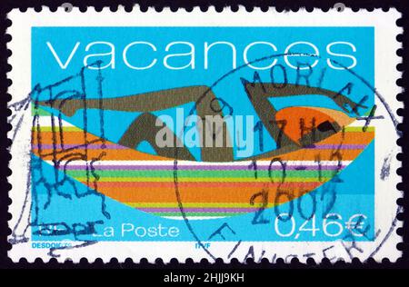 FRANCIA - CIRCA 2002: Un francobollo stampato in Francia dedicato a vacanze, vacanze, circa 2002 Foto Stock