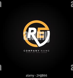 Logo minimal Business per Alphabet RE - Initial Letter R and e Logo Illustrazione Vettoriale