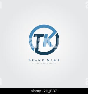 Lettera iniziale TK Logo - Simple Business Logo per Alphabet T e K. Illustrazione Vettoriale