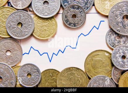 Monete e tasso di stock. In ascesa. Foto Stock