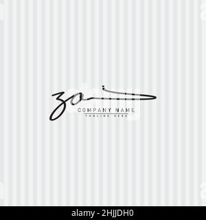 Logo ZO lettera iniziale - Logo della firma disegnato a mano - Logo semplice in stile firma per le iniziali del nome commerciale Illustrazione Vettoriale