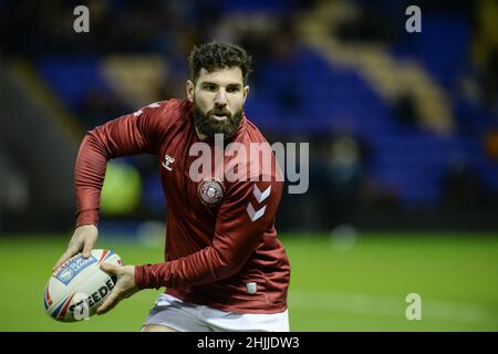 Warrington, Inghilterra - 29 Gennaio 2022 - Abbas Miski of Wigan Warriors durante la Rugby League Betfred Super League friendly Warrington Wolves vs Warriors Wigan all'Halliwell Jones Stadium di Warrington, Regno Unito Dean Williams Foto Stock