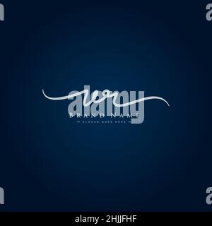 Lettera iniziale Logo VR - Logo stile firma disegnato a mano - Logo stile firma semplice per iniziali Nome azienda Illustrazione Vettoriale