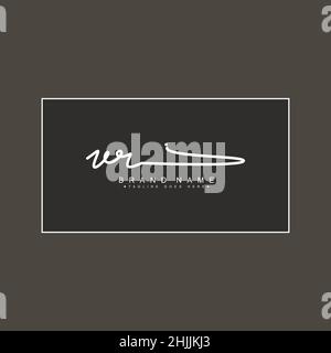 Lettera iniziale Logo VR - Logo della firma disegnato a mano - Logo del vettore semplice in stile della firma per le iniziali del nome del marchio. Illustrazione Vettoriale