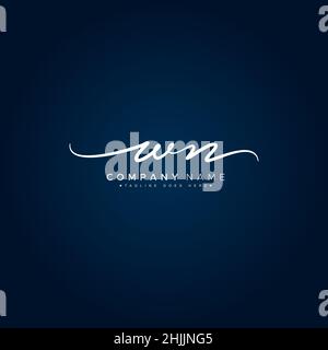 Lettera iniziale Logo WN - Logo della firma disegnato a mano - Logo del vettore semplice in stile della firma per le iniziali del nome del marchio. Illustrazione Vettoriale