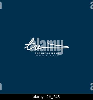 Lettera iniziale Logo TV - Logo della firma disegnato a mano - Logo del vettore semplice in stile della firma per le iniziali del nome del marchio. Illustrazione Vettoriale