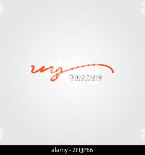 Lettera iniziale Logo UY - Logo della firma scritto a mano - Logo del vettore semplice in stile della firma per le iniziali del nome del marchio. Illustrazione Vettoriale