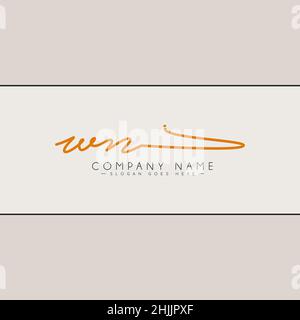 Logo WN lettera iniziale - Logo stile firma disegnato a mano - Logo vettore semplice in stile firma per le iniziali del nome del marchio. Illustrazione Vettoriale