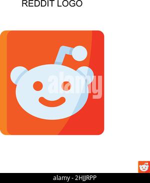 Icona vettoriale semplice con il logo Reddit. Modello di disegno del simbolo di illustrazione per l'elemento dell'interfaccia utente mobile Web. Illustrazione Vettoriale