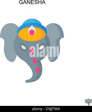 Icona del vettore semplice di Ganesha. Modello di disegno del simbolo di illustrazione per l'elemento dell'interfaccia utente mobile Web. Illustrazione Vettoriale
