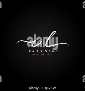 Lettera iniziale Logo UL - Logo stile firma scritto a mano - Logo vettore semplice in stile firma per le iniziali Illustrazione Vettoriale