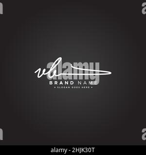 Lettera iniziale Logo VB - Logo stile firma disegnato a mano - Logo firma semplice in stile scrittura a mano per iniziali Nome azienda Illustrazione Vettoriale