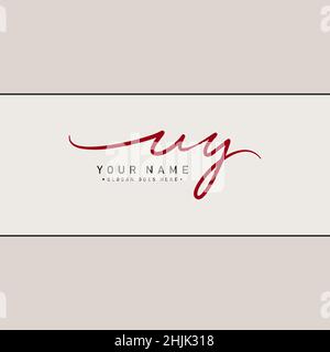 Lettera iniziale Logo UY - Logo di stile della firma scritto a mano - Logo di firma semplice in stile scrittura a mano per le iniziali del nome aziendale Illustrazione Vettoriale