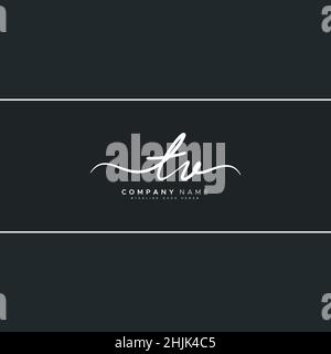 Lettera iniziale Logo TV - Logo della firma scritto a mano - Logo del vettore semplice in stile della firma per le iniziali Illustrazione Vettoriale