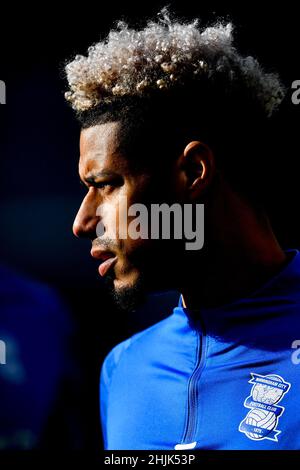 DERBY, REGNO UNITO. GEN 30th Lyle Taylor di Birmingham City durante la partita del campionato Sky Bet tra Derby County e Birmingham City al Pride Park di Derby domenica 30th gennaio 2022. (Credit: Jon Hobley | MI News) Credit: MI News & Sport /Alamy Live News Foto Stock