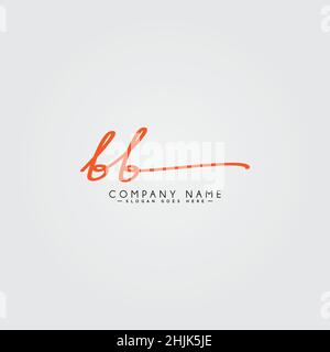 Lettera iniziale Logo BB - Logo della firma disegnato a mano - Logo del vettore semplice in stile della firma per le iniziali Illustrazione Vettoriale