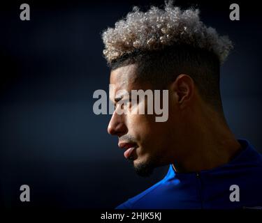 DERBY, REGNO UNITO. GEN 30th Lyle Taylor di Birmingham City durante la partita del campionato Sky Bet tra Derby County e Birmingham City al Pride Park di Derby domenica 30th gennaio 2022. (Credit: Jon Hobley | MI News) Credit: MI News & Sport /Alamy Live News Foto Stock