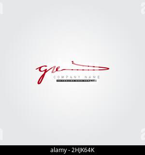 Logo GV lettera iniziale - Logo stile firma disegnato a mano - Logo vettore semplice in stile firma per le iniziali Illustrazione Vettoriale