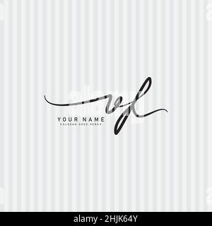 Logo VF lettera iniziale - Logo stile firma disegnato a mano - Logo vettore semplice in stile firma per le iniziali Illustrazione Vettoriale