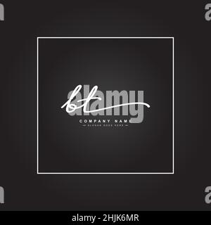 Lettera iniziale Logo BT - Logo della firma scritto a mano - Logo del vettore semplice in stile della firma per le iniziali Illustrazione Vettoriale