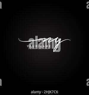 Initial Letter NY Logo - Logo in stile firma scritto a mano - Logo vettoriale semplice in stile firma per le iniziali Illustrazione Vettoriale