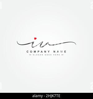 Lettera iniziale Logo IU - Logo della firma disegnato a mano - Logo del vettore semplice in stile della firma per le iniziali Illustrazione Vettoriale