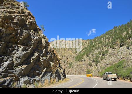 Lungo l'autostrada 36 da Fort collins a Estes Park, Colorado CO Foto Stock