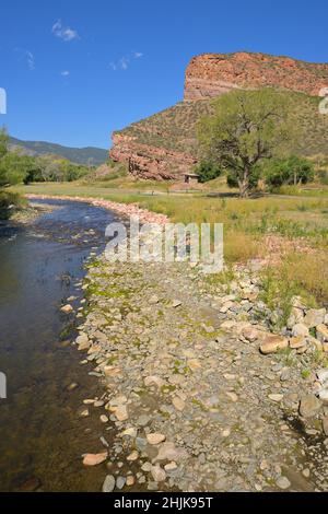 Lungo l'autostrada 36 da Fort collins a Estes Park, Colorado CO Foto Stock