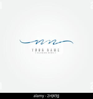 Lettera iniziale Logo NN - Logo della firma scritto a mano - Logo del vettore semplice in stile della firma per le iniziali Illustrazione Vettoriale