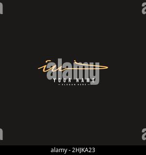 Lettera iniziale Logo IU - Logo della firma disegnato a mano - Logo del vettore semplice in stile della firma per le iniziali Illustrazione Vettoriale