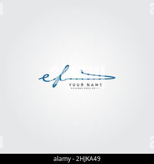 Lettera iniziale Logo EF - Logo stile firma scritto a mano - Logo vettore semplice in stile firma per le iniziali Illustrazione Vettoriale