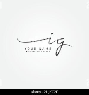 Lettera iniziale IG Logo - Firma scritta a mano Logo - Simple Vector Logo in stile Signature per le iniziali Illustrazione Vettoriale