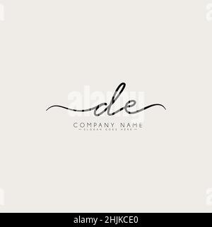 Initial Letter DE Logo - Logo della firma disegnato a mano - Logo del vettore semplice in stile della firma per le iniziali Illustrazione Vettoriale