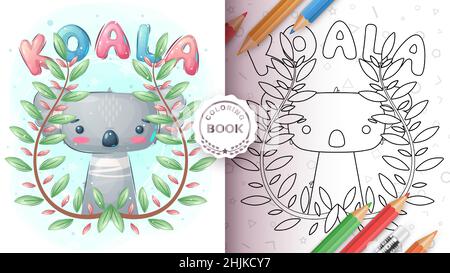 Koala in foresta - pagina da colorare Illustrazione Vettoriale