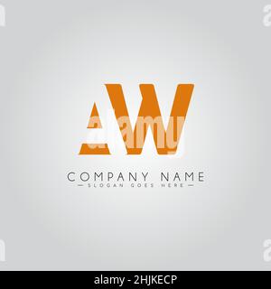 Logo Simple Business per lettera iniziale AW - Logo alfabetico - modello di logo vettoriale monogramma per iniziali del nome commerciale Illustrazione Vettoriale