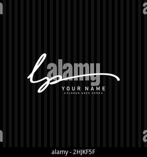 Logo LP lettera iniziale - Logo stile firma disegnato a mano - Logo vettore semplice in stile firma per le iniziali Illustrazione Vettoriale