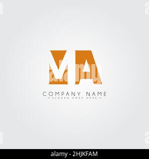Lettera iniziale Logo ma - Logo aziendale minimo per Alphabet M e A - modello di logo vettoriale monogramma per le iniziali del nome commerciale Illustrazione Vettoriale