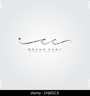 Lettera iniziale Logo CC - Logo della firma disegnato a mano - Logo del vettore semplice in stile della firma per le iniziali Illustrazione Vettoriale