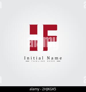 Logo Simple Business per lettera iniziale HF - Logo alfabetico - modello di logo vettoriale monogramma per iniziali del nome commerciale Illustrazione Vettoriale