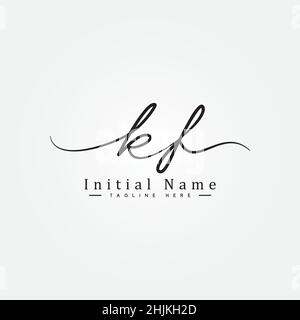 Lettera iniziale Logo KF - Logo della firma scritto a mano - Logo del vettore minimale per le iniziali in stile calligrafia Illustrazione Vettoriale