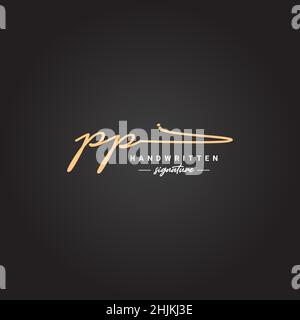 Lettera iniziale Logo PP - Logo della firma scritto a mano - Logo del vettore minimale per le iniziali in stile calligrafia Illustrazione Vettoriale