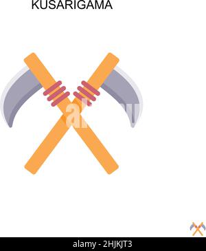 Kusarigama semplice icona vettoriale. Modello di disegno del simbolo di illustrazione per l'elemento dell'interfaccia utente mobile Web. Illustrazione Vettoriale