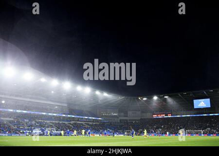 CARDIFF, REGNO UNITO. GEN 30th veduta generale all'interno dello stadio durante la partita del campionato Sky Bet tra Cardiff City e Nottingham Forest al Cardiff City Stadium, Cardiff, domenica 30th gennaio 2022. (Credit: Kieran Riley | MI News) Credit: MI News & Sport /Alamy Live News Foto Stock