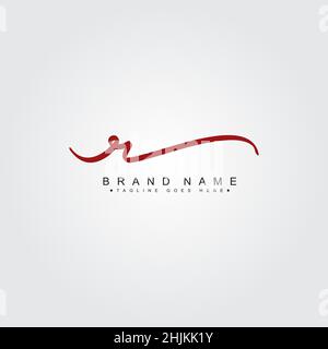 Logo della firma scritto a mano per lettera iniziale R - Logo della firma semplice in stile di scrittura a mano per il nome aziendale iniziale Illustrazione Vettoriale