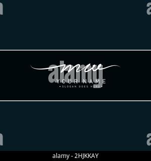 Logo Initial Letter MW - Logo Signature Style scritto a mano - Logo Vector minimal per iniziali in stile calligrafia Illustrazione Vettoriale