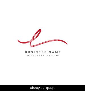 Logo della firma scritto a mano per la lettera iniziale L - Logo della firma semplice in stile di scrittura a mano per il nome aziendale iniziale Illustrazione Vettoriale