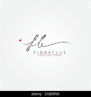 Initial Letter FB Logo - Logo stile firma disegnato a mano - Logo vettore minimal per iniziali in stile scrittura a mano Illustrazione Vettoriale