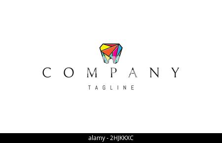 Logo vettoriale a colori su cui è raffigurante un dente in forma poligonale. Illustrazione Vettoriale