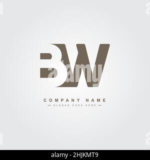 Logo Simple Business per lettera iniziale BW - Logo alfabetico - modello di logo vettoriale monogramma per iniziali del nome commerciale Illustrazione Vettoriale